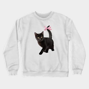 Cat with bow, coquette clothing, 90s Style T-Shirt, Pinterest Aesthetic Clothing, Cat lover Crewneck Sweatshirt